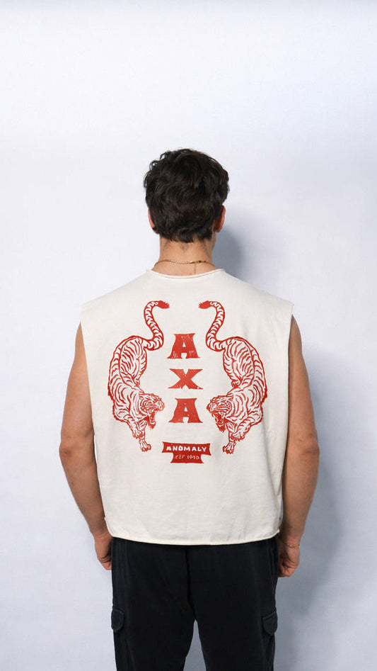 Raw Hem Tank (Bone White + Red)