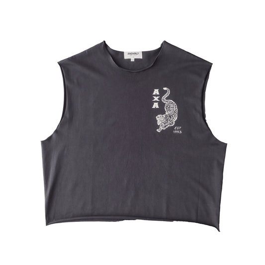 Raw Hem Tank (Charcoal Grey + Cream)