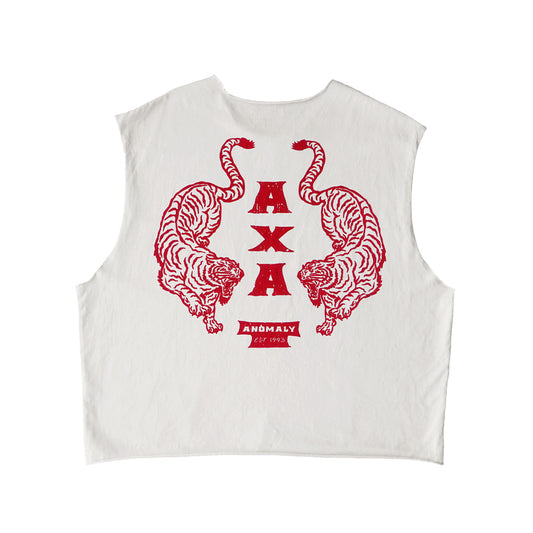 Raw Hem Tank (Bone White + Red)