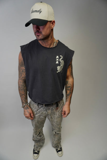 Raw Hem Tank (Charcoal Grey + Cream)