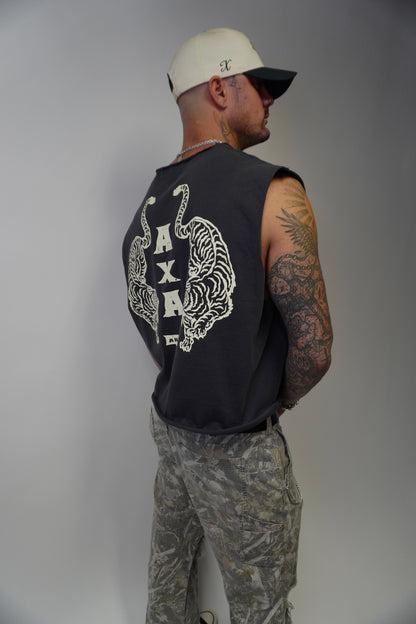 Raw Hem Tank (Charcoal Grey + Cream)