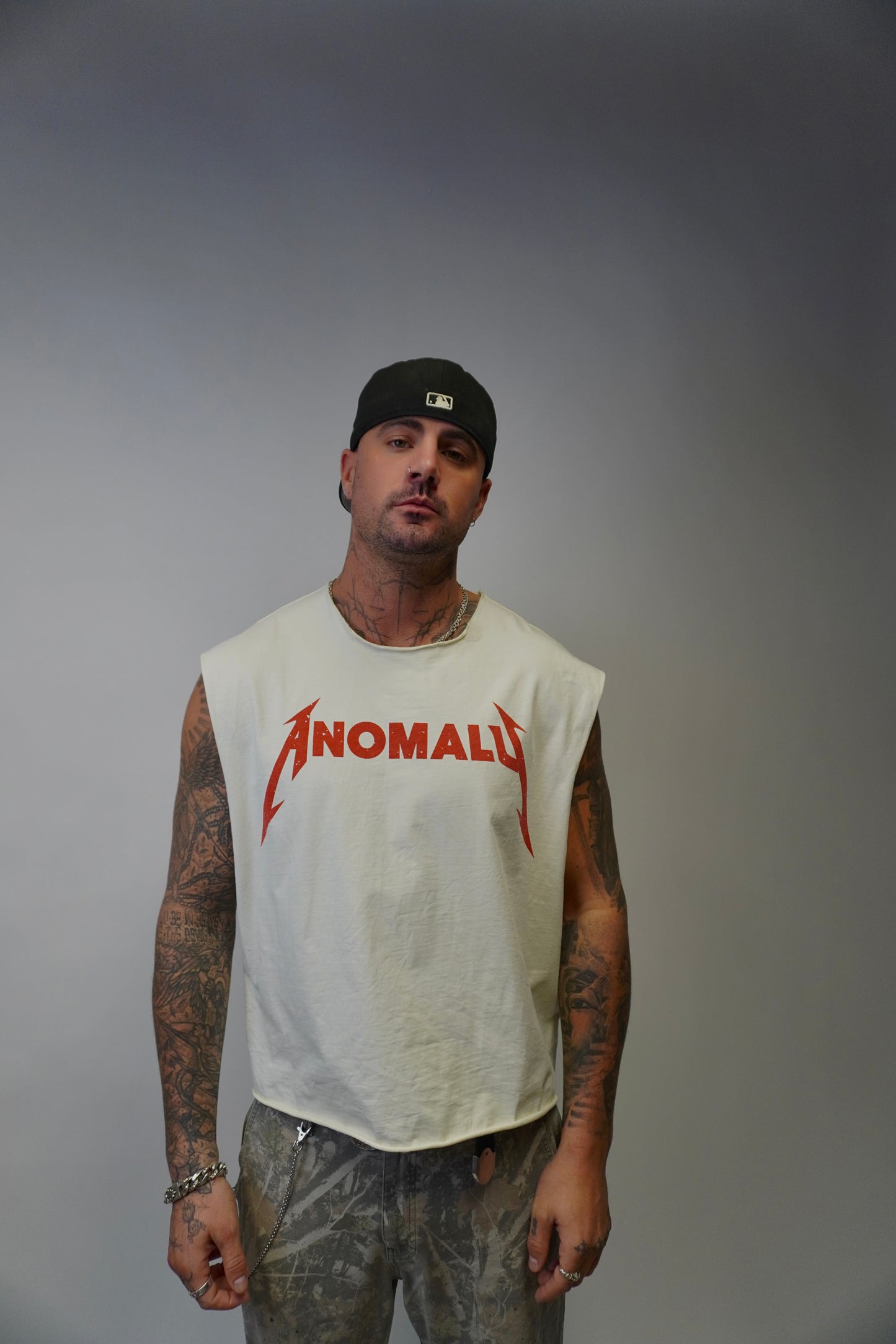 Raw Hem Tank (Bone White + Red)