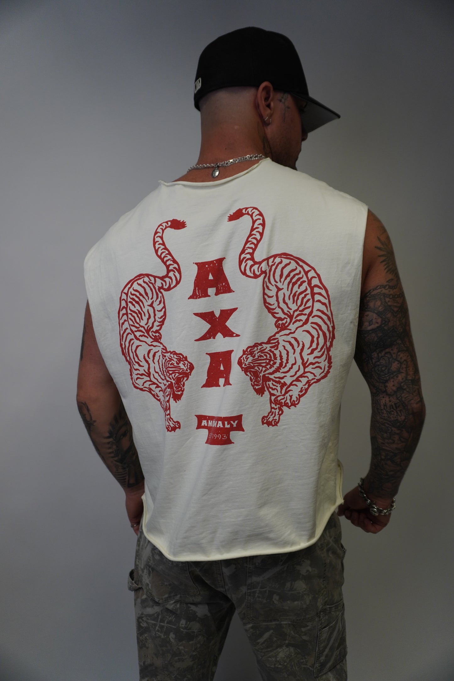 Raw Hem Tank (Bone White + Red)